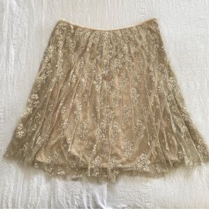 Alexia Admor NY Fancy Elegant Cocktail/Party Midi Lace Metallic Skirt size M